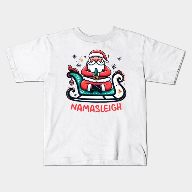 Namasleigh Yoga Christmas Kids T-Shirt by Nessanya
